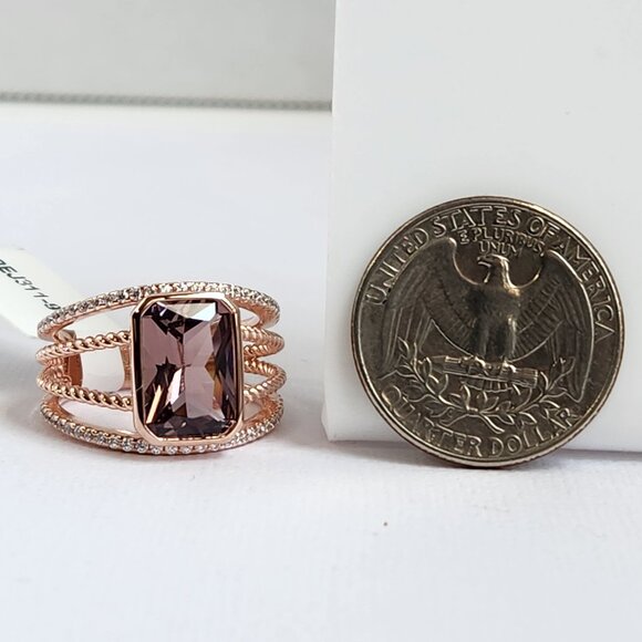NIB HUGE 4.12ctw Blush Pink Zircon 18K RG over 925 Ring Size 9 - Picture 10 of 12
